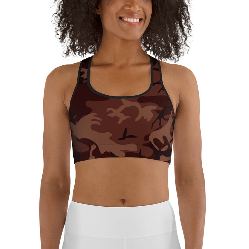 Burgundy Camouflage Sports Bra - SAVANNAHWOOD