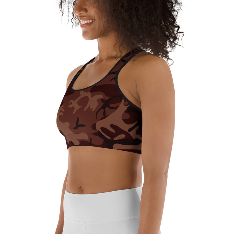 Burgundy Camouflage Sports Bra - SAVANNAHWOOD