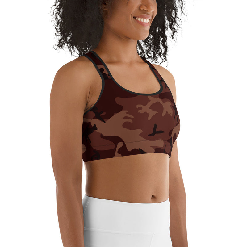 Burgundy Camouflage Sports Bra - SAVANNAHWOOD