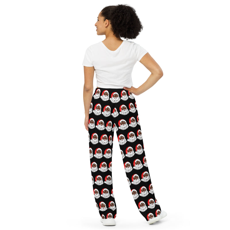 Unisex wide-leg pants African American Santa - SAVANNAHWOOD