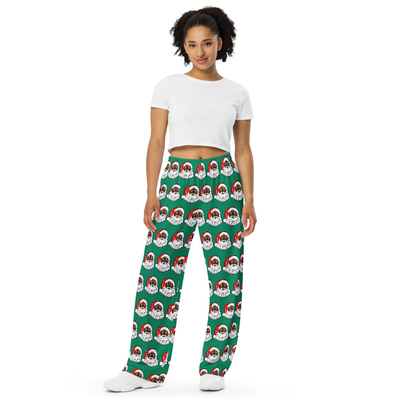 Unisex wide-leg pants African American Santa Green - SAVANNAHWOOD