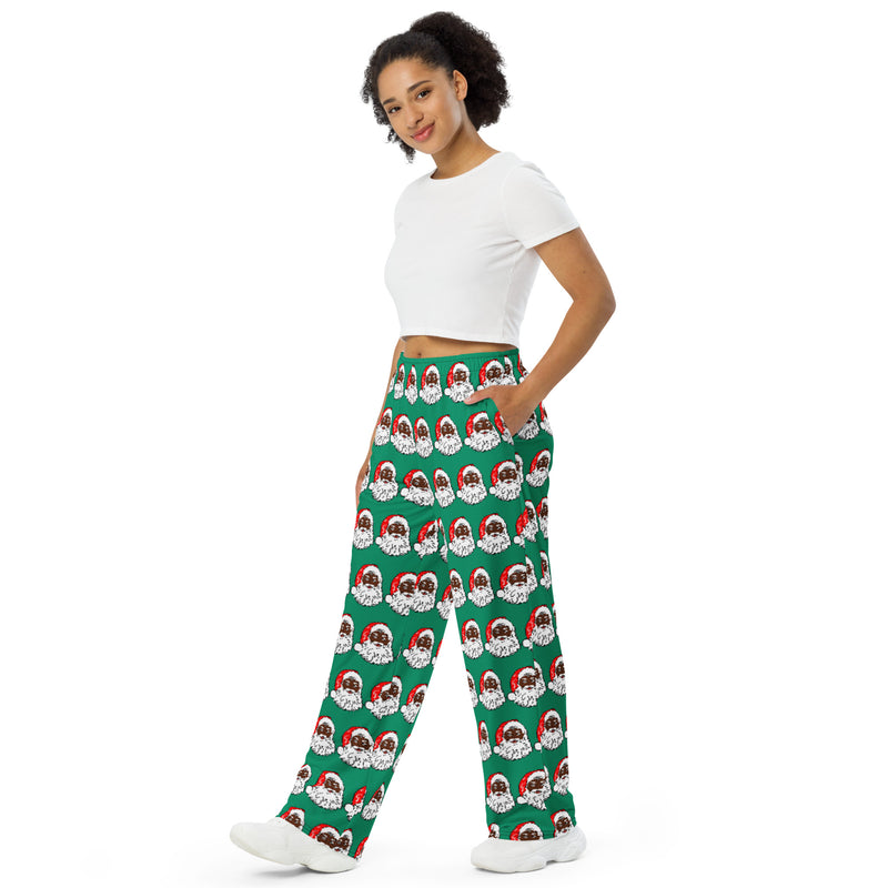 Unisex wide-leg pants African American Santa Green - SAVANNAHWOOD