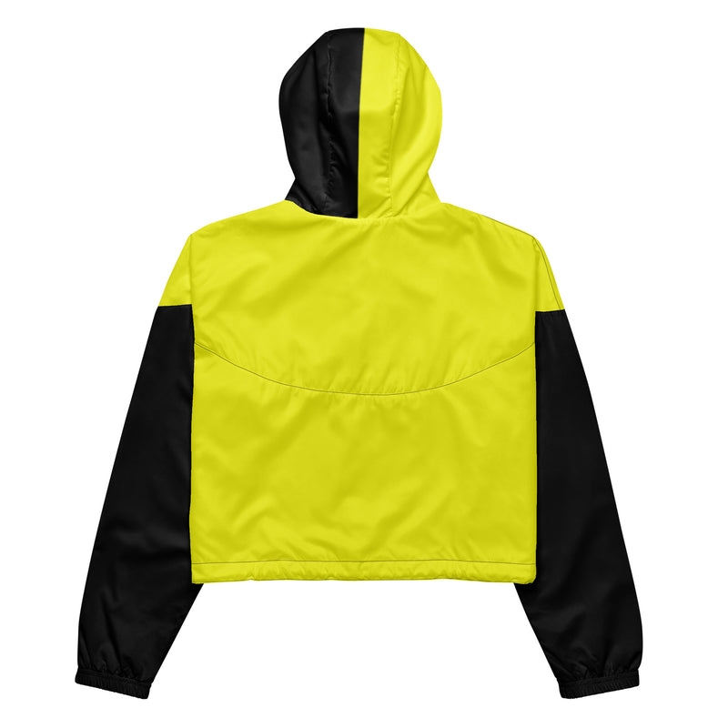 Women’s cropped windbreaker Neon Yellow and Black - SAVANNAHWOOD