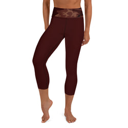 Burgundy Camouflage Yoga Capri Leggings - SAVANNAHWOOD