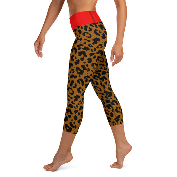 Yoga Capri Leggings Leopard and Red - SAVANNAHWOOD