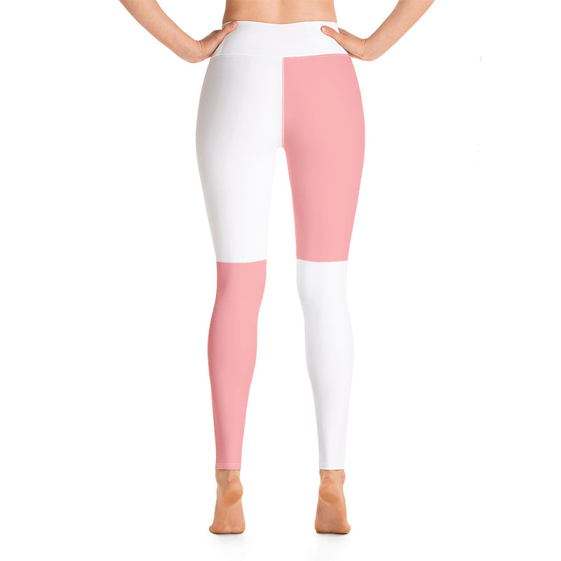 Yoga Leggings Pink/White - SAVANNAHWOOD