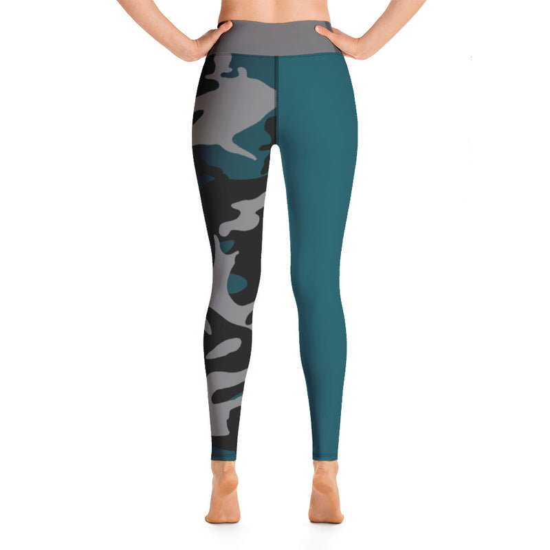 Gray, Teal and Black Yoga Leggings - SAVANNAHWOOD