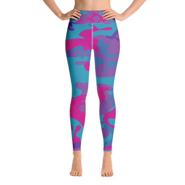 Teal, Purple and Hot Pink Camouflage Yoga Leggings - SAVANNAHWOOD