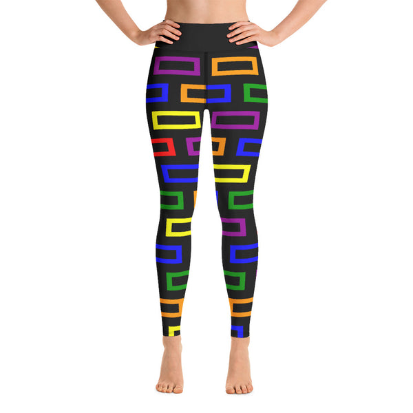 Yoga Leggings Colorful Blocks - SAVANNAHWOOD