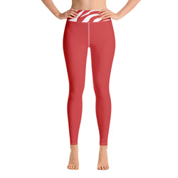 Yoga Leggings Red and White Zebra Printed - SAVANNAHWOOD