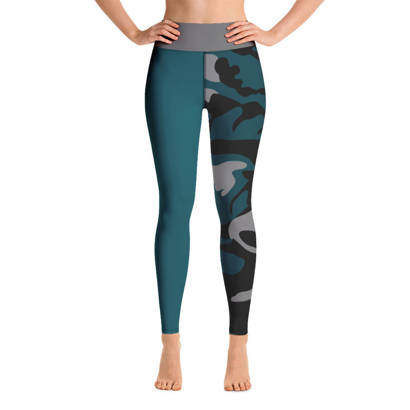 Gray, Teal and Black Yoga Leggings - SAVANNAHWOOD