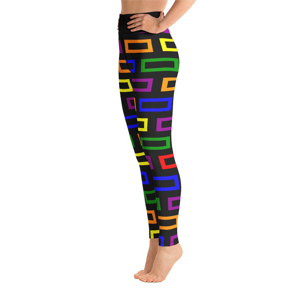 Yoga Leggings Colorful Blocks - SAVANNAHWOOD