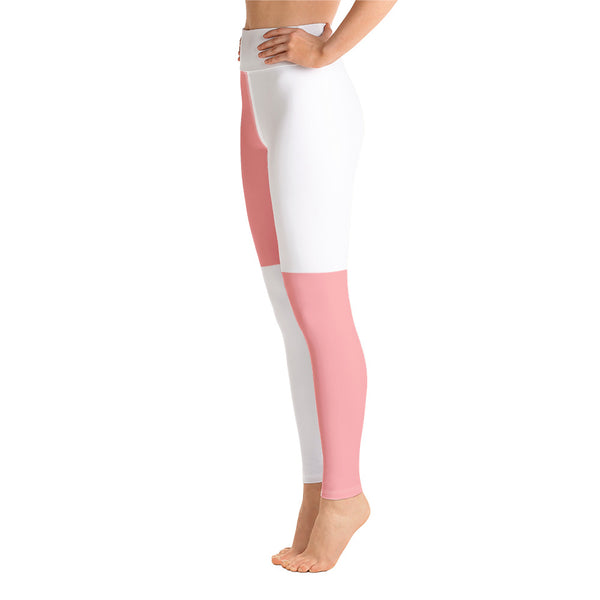 Yoga Leggings Pink/White - SAVANNAHWOOD