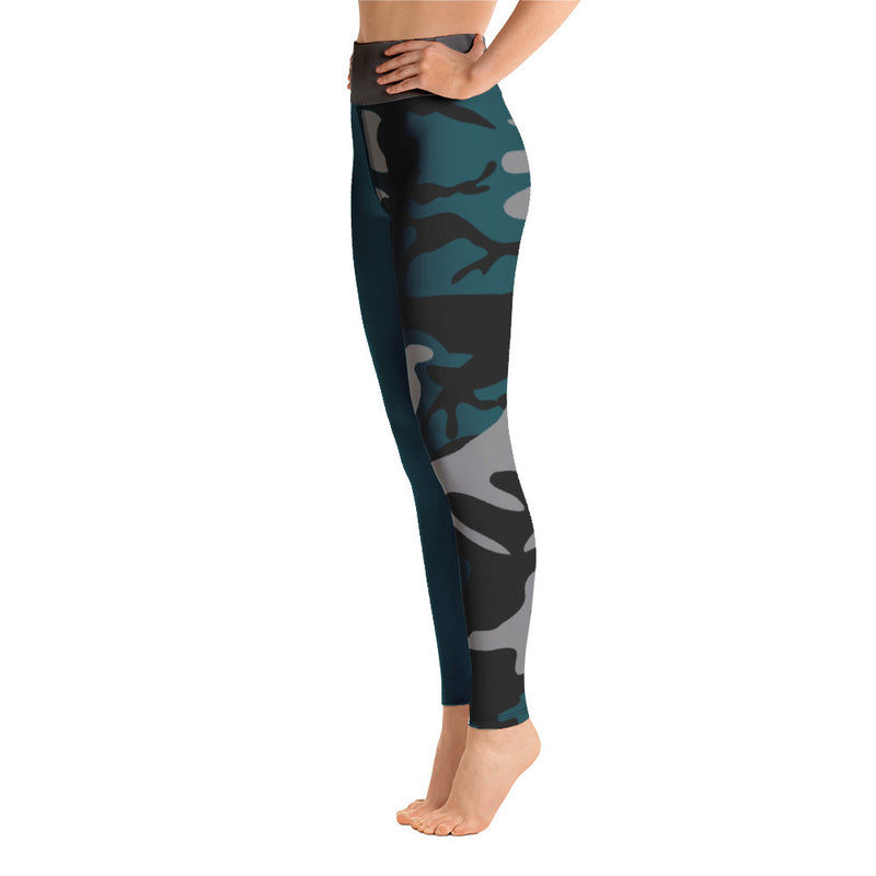 Gray, Teal and Black Yoga Leggings - SAVANNAHWOOD