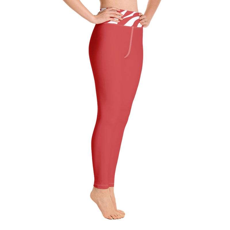 Yoga Leggings Red and White Zebra Printed - SAVANNAHWOOD