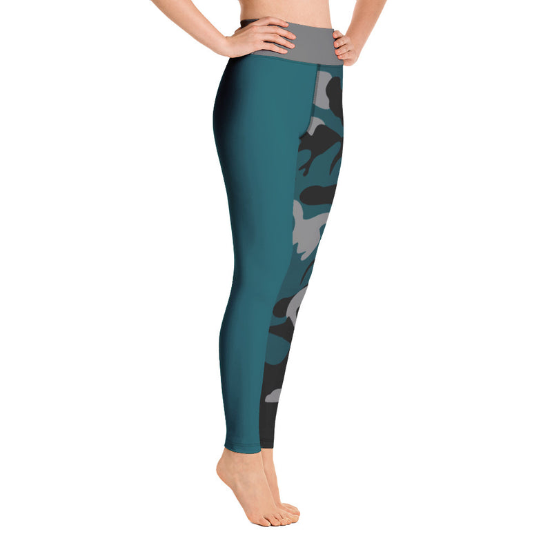 Gray, Teal and Black Yoga Leggings - SAVANNAHWOOD