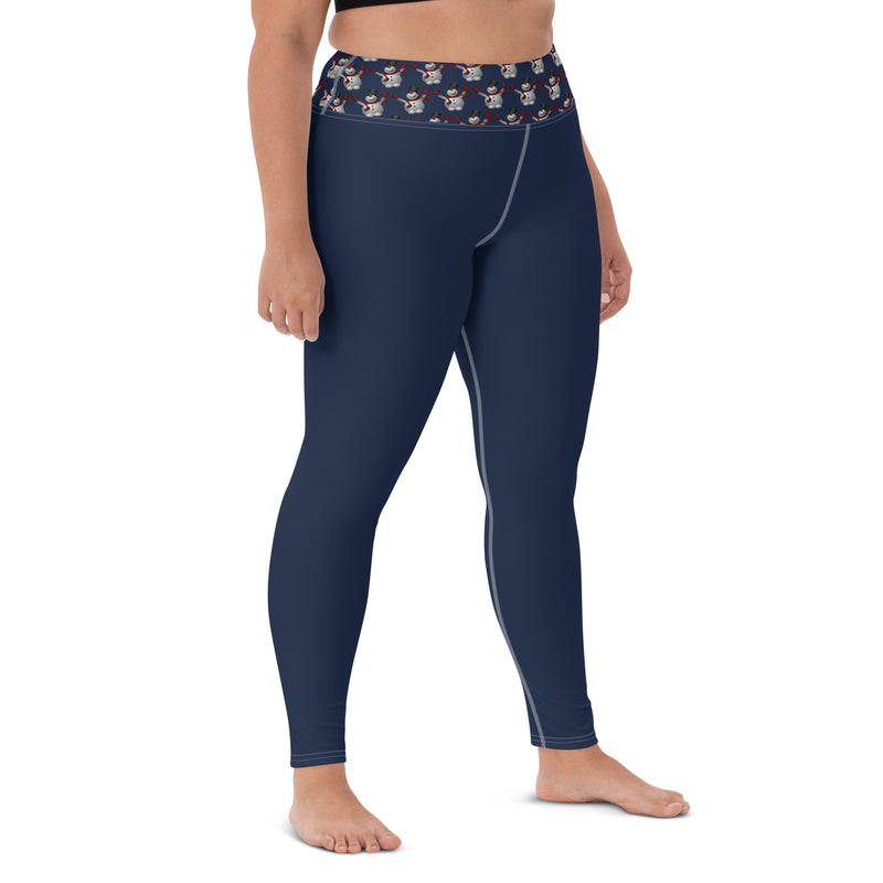 Yoga Leggings Snowman Navy - SAVANNAHWOOD