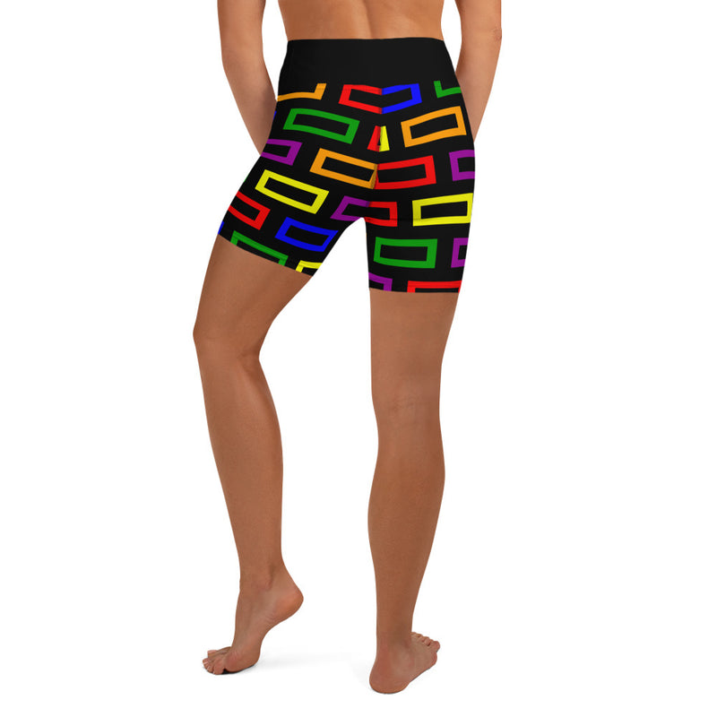 Yoga Shorts Colorful Blocks - SAVANNAHWOOD