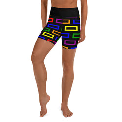 Yoga Shorts Colorful Blocks - SAVANNAHWOOD