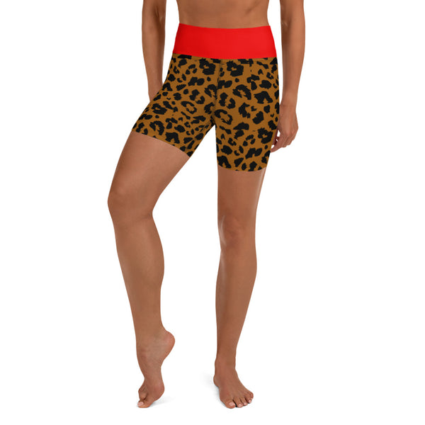 Yoga Shorts Leopard and Red - SAVANNAHWOOD