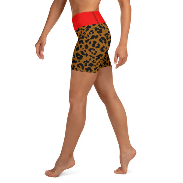 Yoga Shorts Leopard and Red - SAVANNAHWOOD