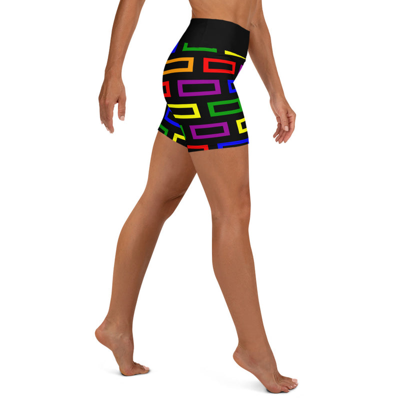 Yoga Shorts Colorful Blocks - SAVANNAHWOOD