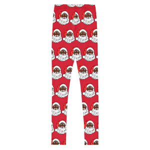 Youth Leggings African American Santa Red - SAVANNAHWOOD