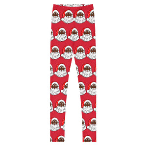 Youth Leggings African American Santa Red - SAVANNAHWOOD