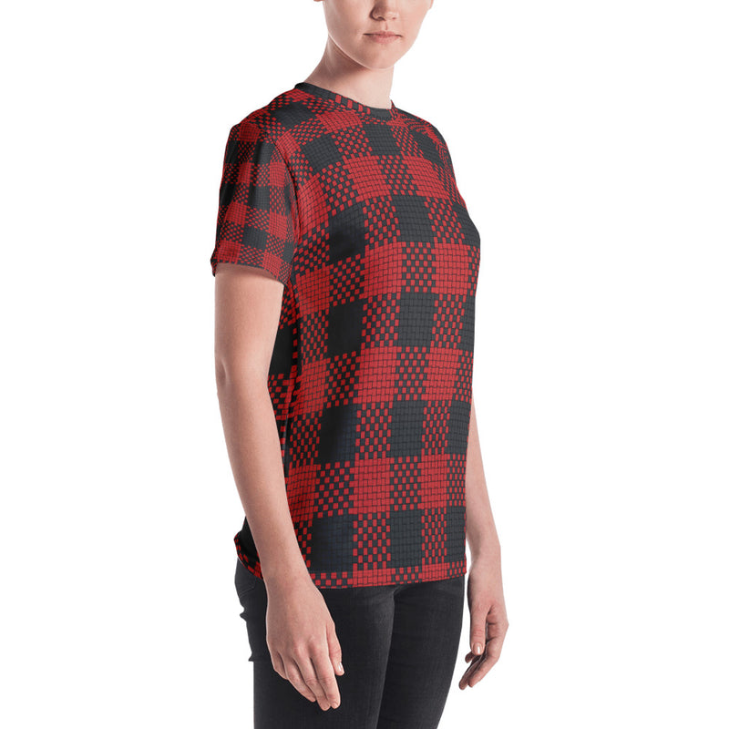 Women's T-shirt Red/Black Plaid - SAVANNAHWOOD