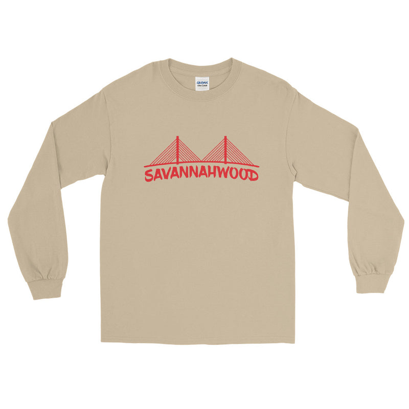 Men's Red Texted Long Sleeve T-Shirt - SAVANNAHWOOD