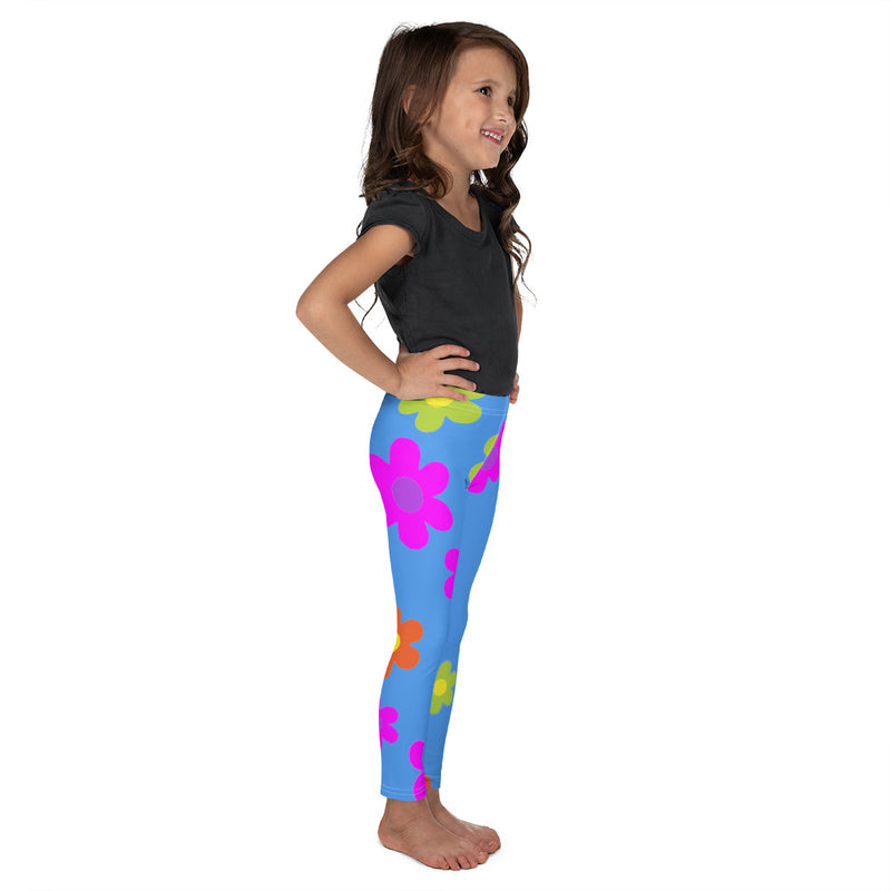 Kid's Leggings Retro Floral Blue - SAVANNAHWOOD