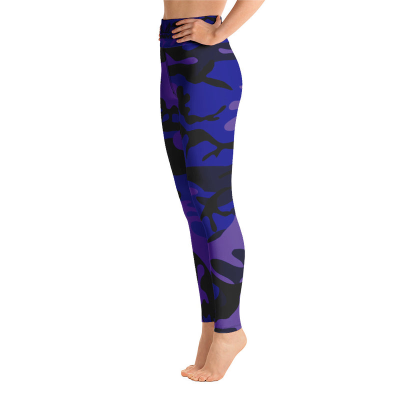 Purple Royal Blue and Black Camouflage Yoga Leggings - SAVANNAHWOOD