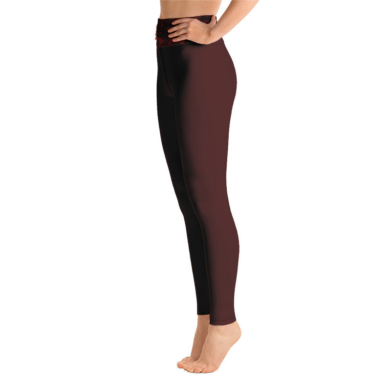 Burgundy Camouflage Yoga Leggings - SAVANNAHWOOD