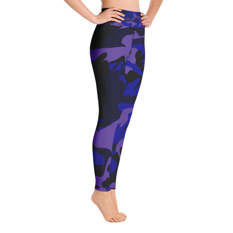 Purple Royal Blue and Black Camouflage Yoga Leggings - SAVANNAHWOOD