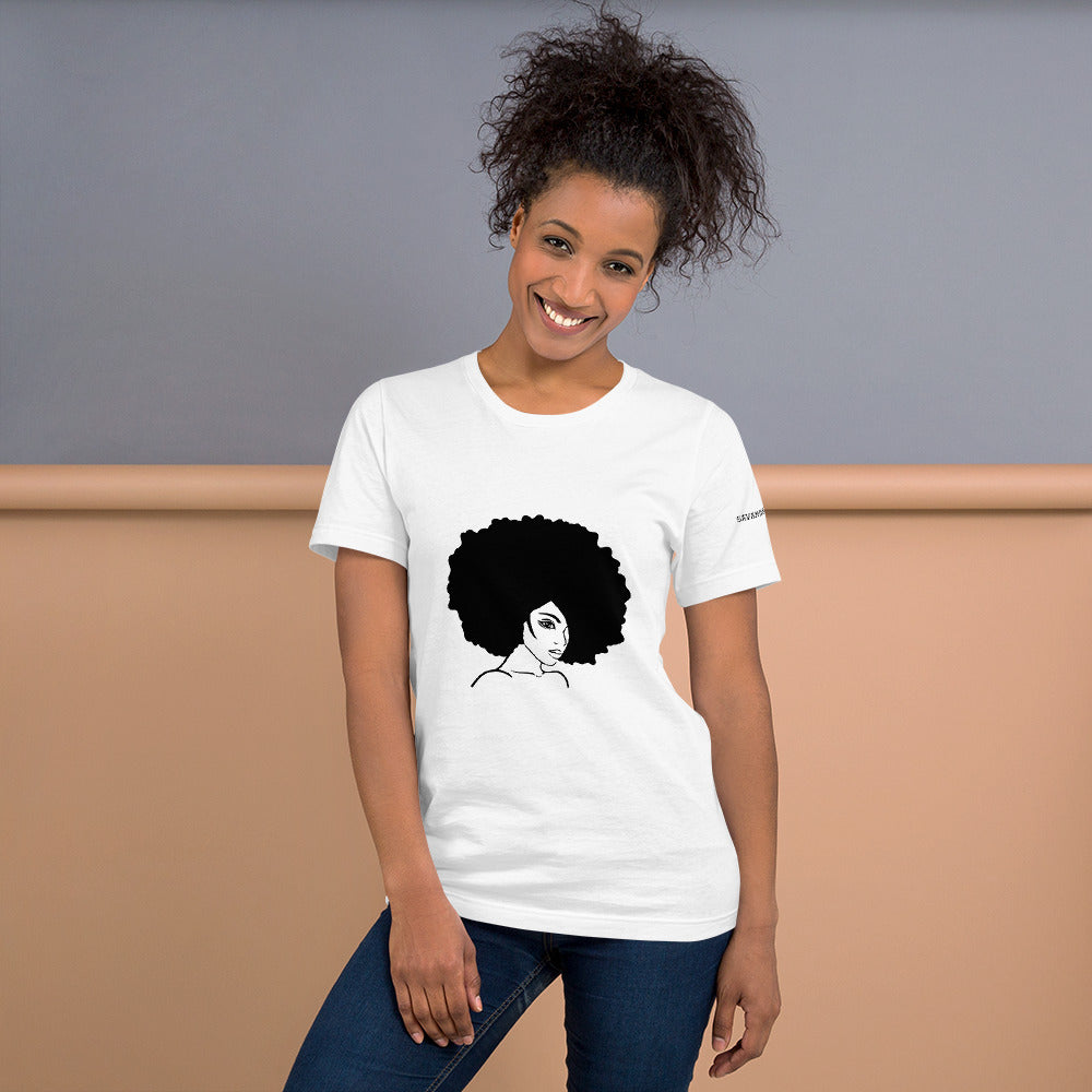 Short-Sleeve Unisex T-Shirt Black and White Afros - SAVANNAHWOOD