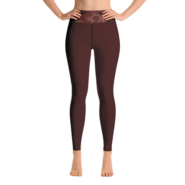 Burgundy Camouflage Yoga Leggings - SAVANNAHWOOD