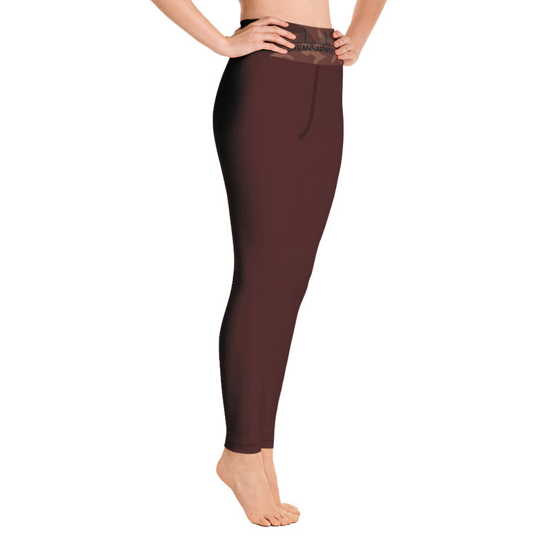 Burgundy Camouflage Yoga Leggings - SAVANNAHWOOD