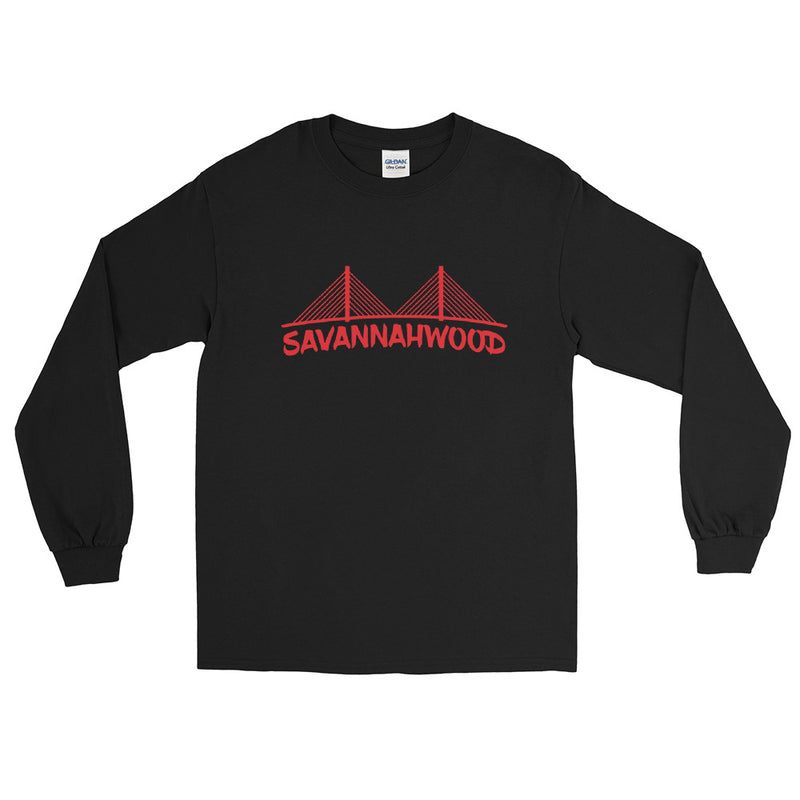 Men's Red Texted Long Sleeve T-Shirt - SAVANNAHWOOD