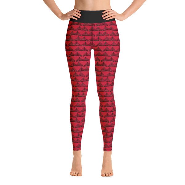 Yoga Leggings Red And Black - SAVANNAHWOOD
