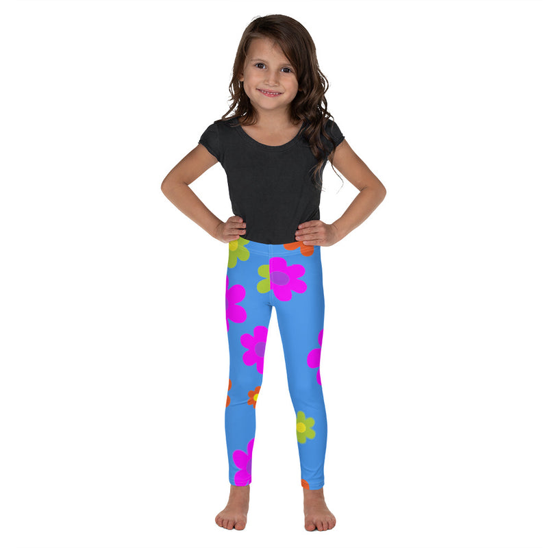 Kid's Leggings Retro Floral Blue - SAVANNAHWOOD