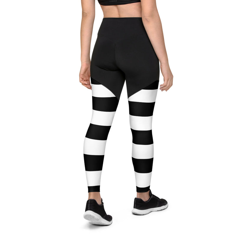 Sports Leggings BW Stripes - SAVANNAHWOOD