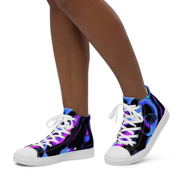 Women’s high top canvas shoes Dancing Blue - SAVANNAHWOOD