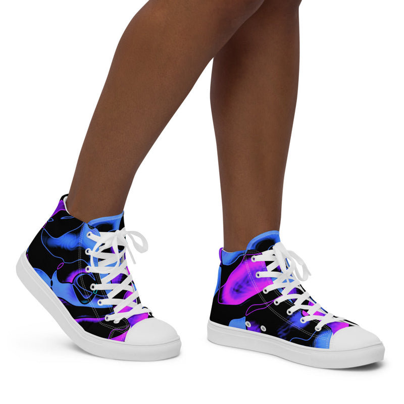 Women’s high top canvas shoes Dancing Blue - SAVANNAHWOOD