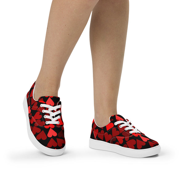 Women’s lace-up canvas shoes Full of Hearts - SAVANNAHWOOD
