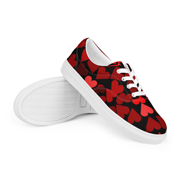 Women’s lace-up canvas shoes Full of Hearts - SAVANNAHWOOD