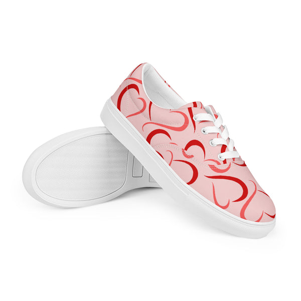 Women’s lace-up canvas shoes Hearts - SAVANNAHWOOD